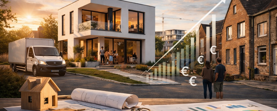 Nieuwbouwwoning en bestaande huizen in woonwijk als illustratie van filtering op de woningmarkt en de rol van nieuwbouw in betaalbaar wonen